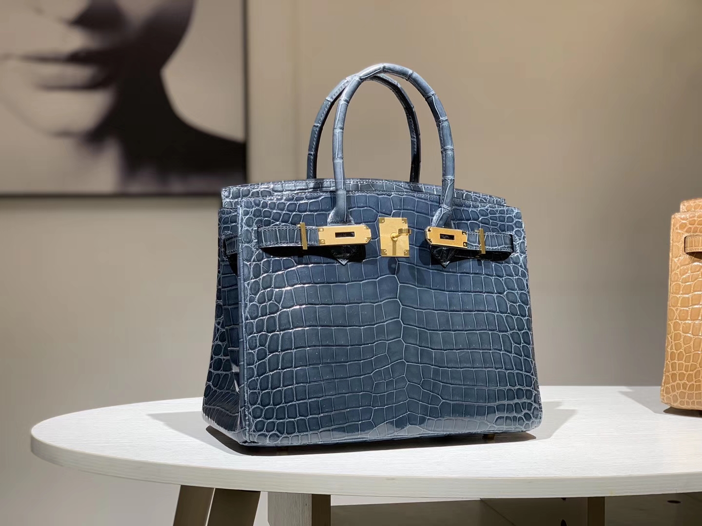 Hermès（爱马仕）Brikin铂金包 鳄鱼皮 风暴蓝 30cm