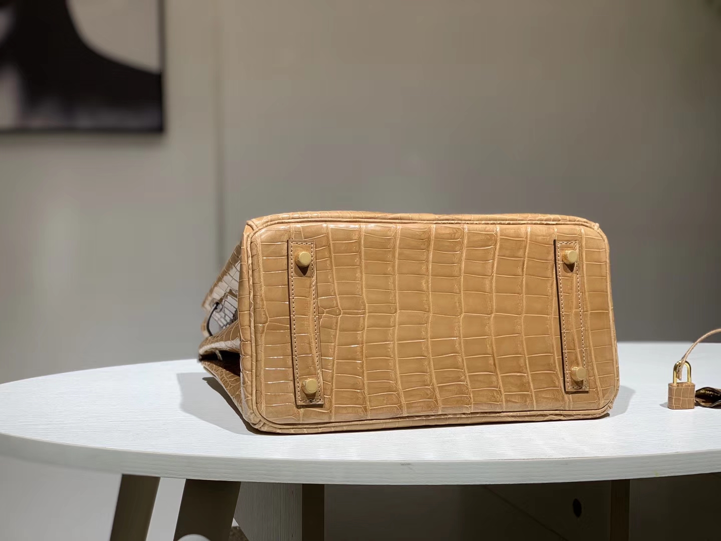 Hermès（爱马仕）Brikin铂金包 鳄鱼皮 杏色 30cm