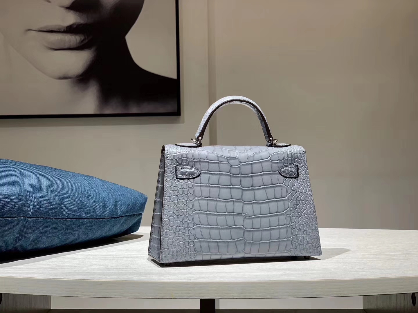 Hermès（爱马仕）mini kelly二代 鳄鱼皮 亚麻兰 现货