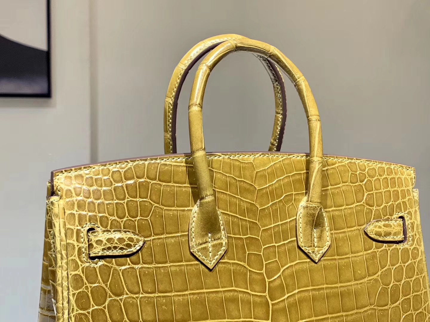 Hermès（爱马仕）Brikin铂金包 鳄鱼皮 焦糖杏色 25cm