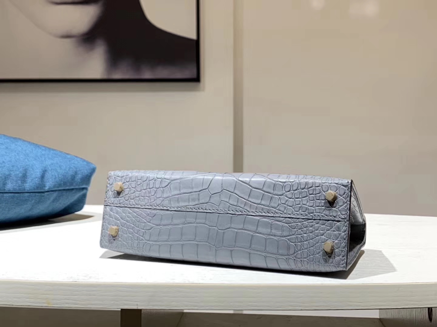 Hermès（爱马仕）mini kelly二代 鳄鱼皮 亚麻兰 现货