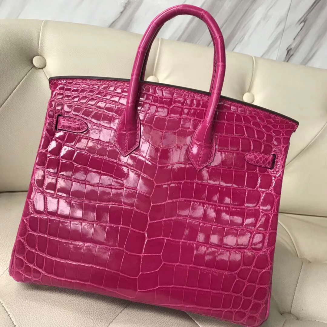 Hermès（爱马仕）Birkin Crocodile shiny 亮面鳄鱼  J5 天方夜谭粉紫 金扣 现货 25cm
