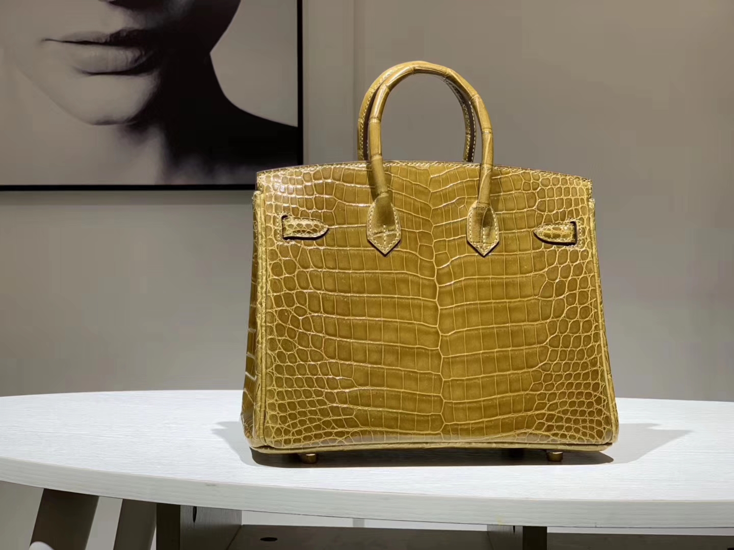Hermès（爱马仕）Brikin铂金包 鳄鱼皮 焦糖杏色 25cm