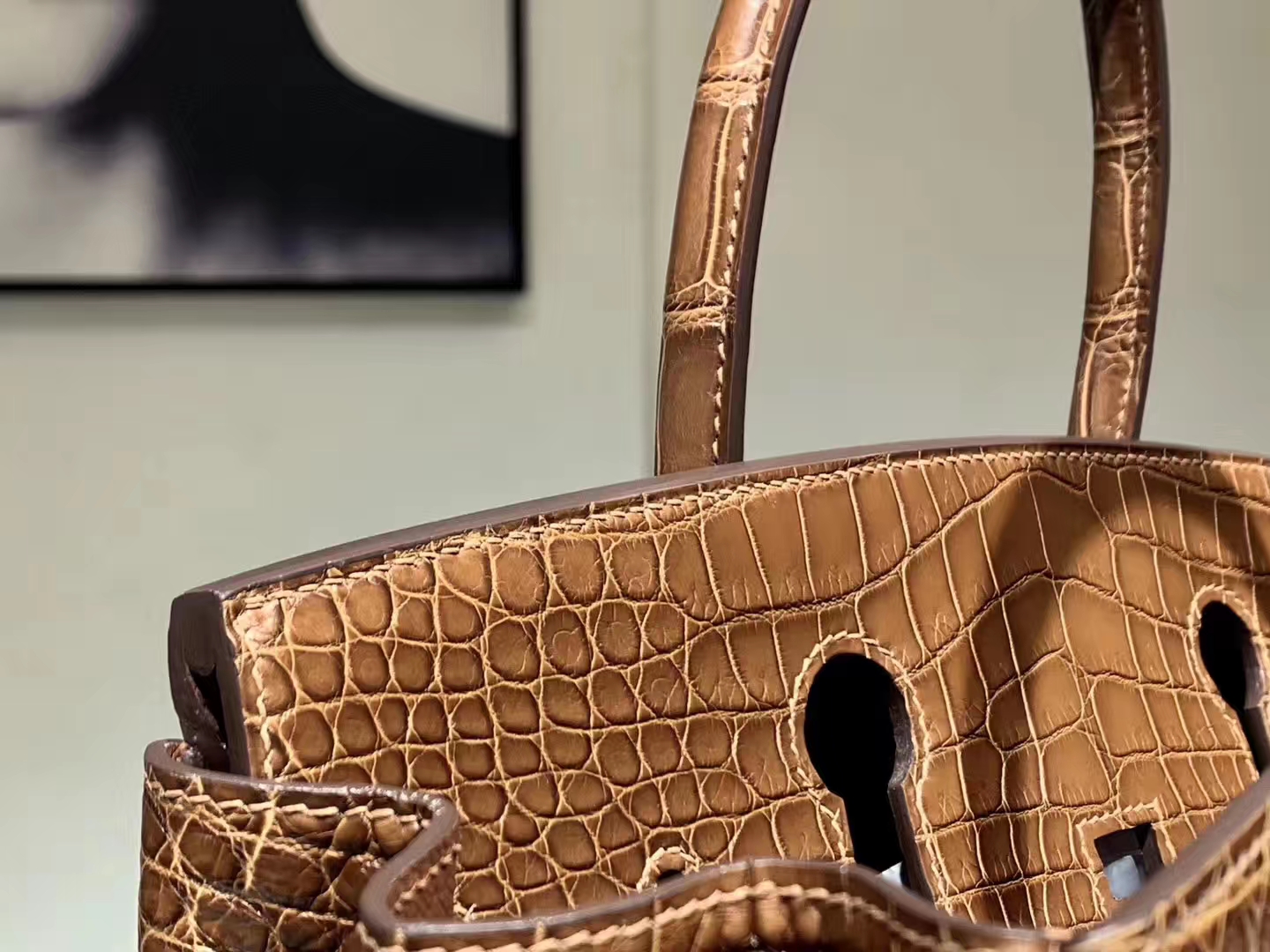 Hermès（爱马仕）Brikin铂金包 鳄鱼皮 焦糖色 30cm 现货