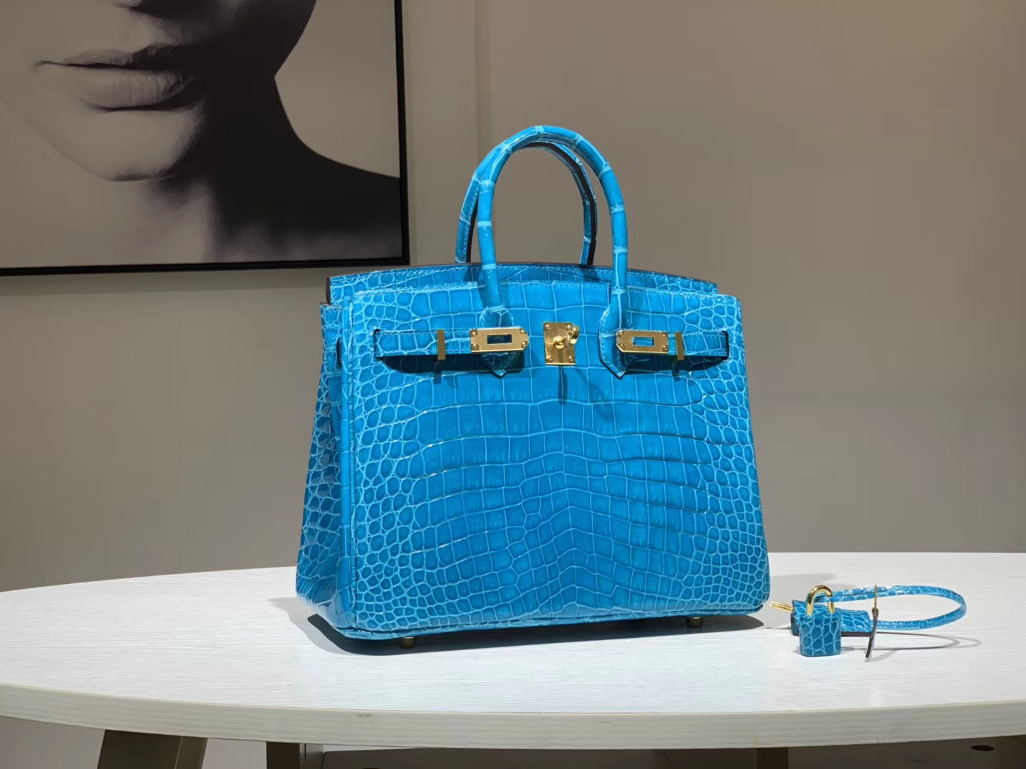 Hermès（爱马仕）Brikin铂金包 鳄鱼皮 湖水蓝 现货 25cm