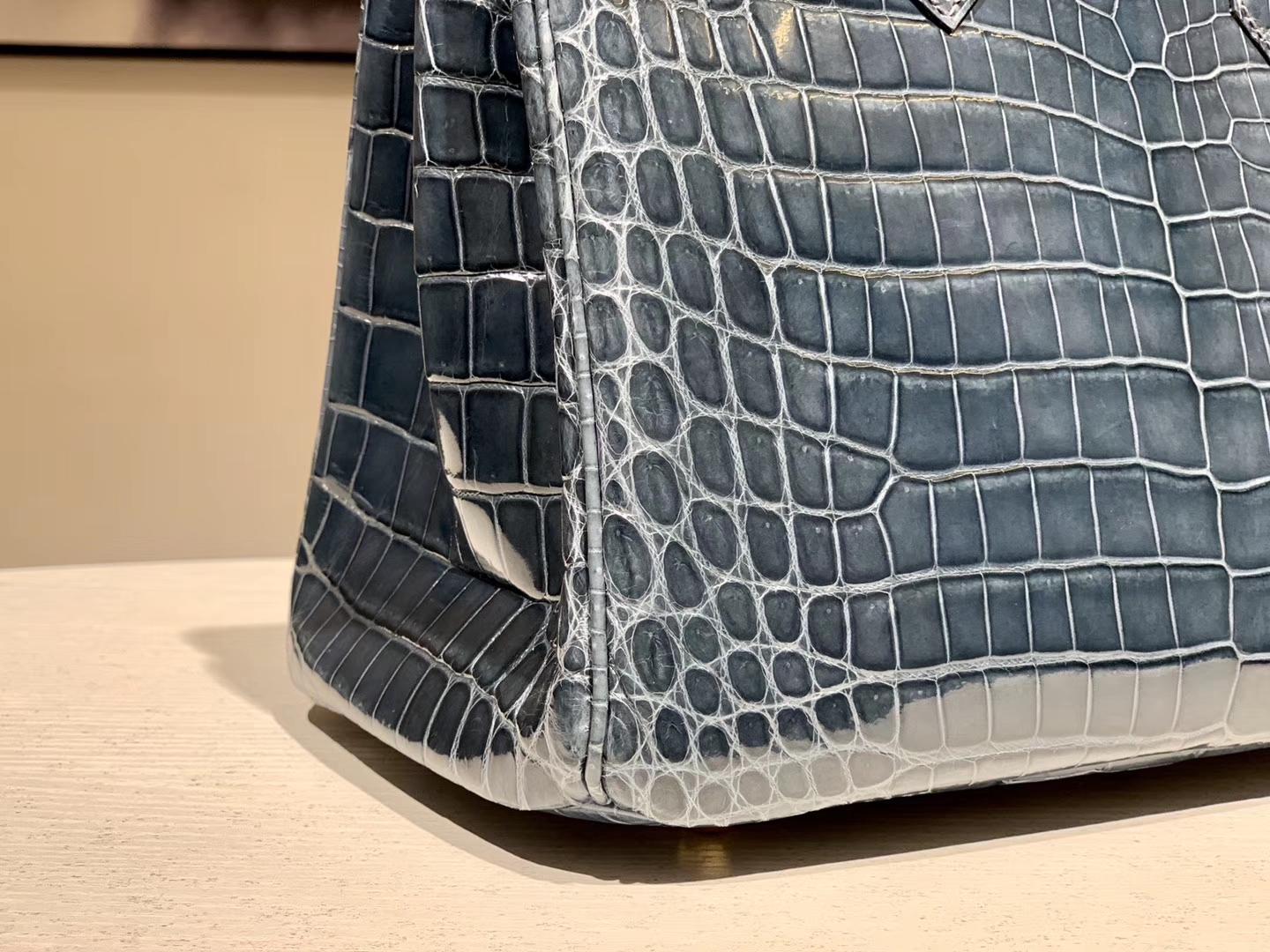 Hermès（爱马仕）Brikin铂金包 鳄鱼皮 风暴蓝 30cm