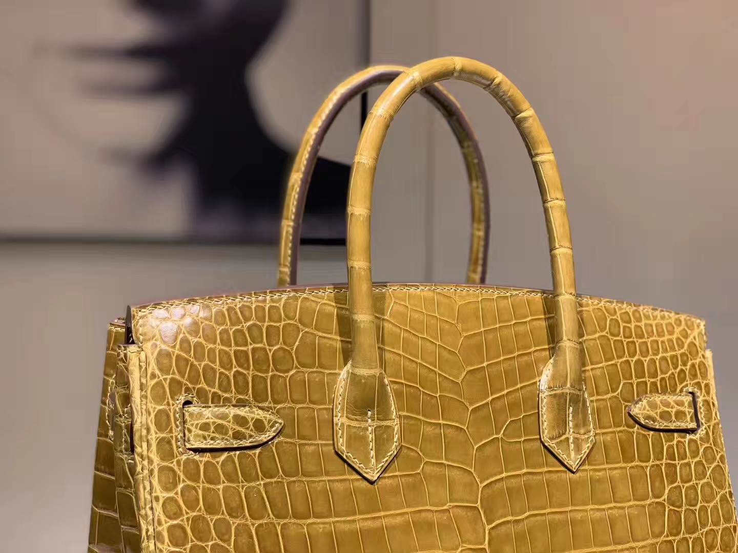 Hermès（爱马仕）Brikin铂金包 鳄鱼皮 姜皮黄 25cm 现货