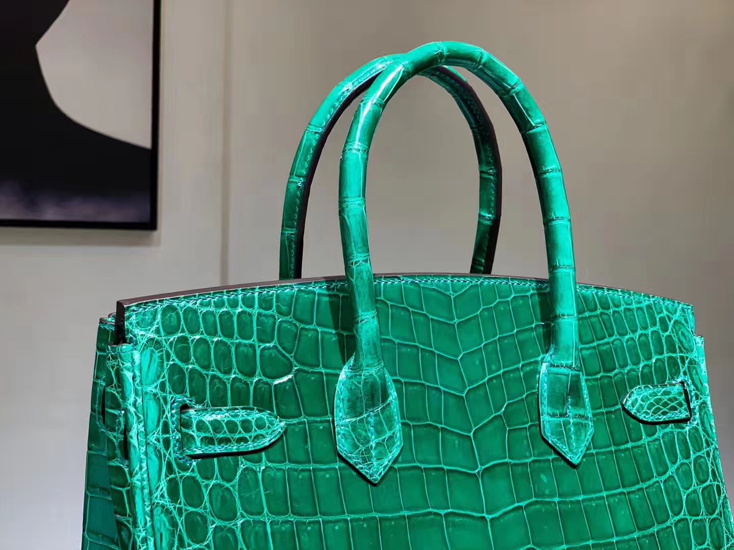 Hermès（爱马仕）Birkin 铂金包 鳄鱼皮 翡翠绿 25cm 金扣 现货