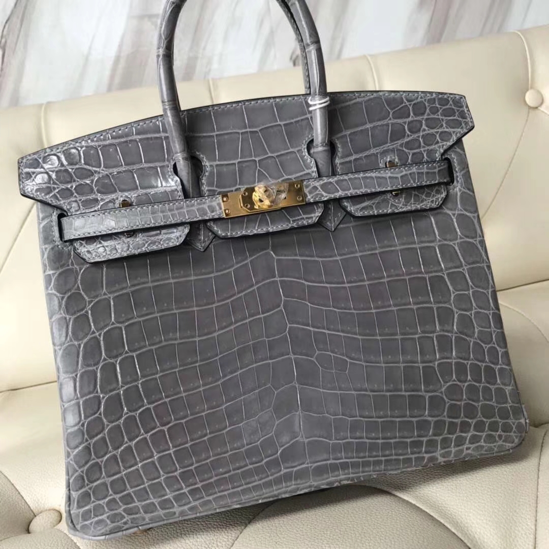 Hermès(爱马仕)Birkin Crocodile shiny 亮面鳄鱼 4Z 海鸥灰 金扣 现货 25cm-拉尔森鳄鱼皮具定制 - 爱马仕包包官网 Hermès(爱马仕)Birkin Crocodile shiny 亮面鳄鱼 4Z 海鸥灰 金扣 现货 25cm