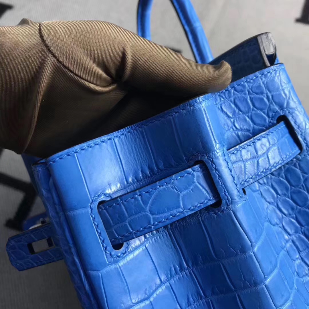 Hermès（爱马仕）Birkin 铂金包 野生雾面湾鰐 7W 伊兹密尔蓝 专柜品质 30cm 现货
