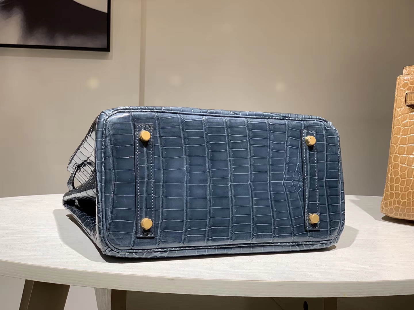Hermès（爱马仕）Brikin铂金包 鳄鱼皮 风暴蓝 30cm