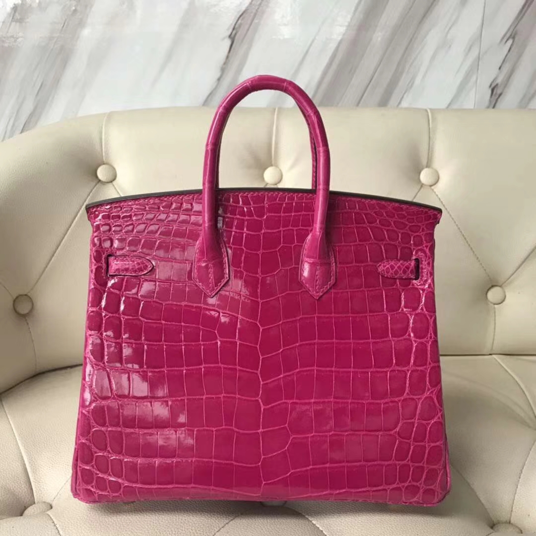 Hermès（爱马仕）Birkin Crocodile shiny 亮面鳄鱼  J5 天方夜谭粉紫 金扣 现货 25cm