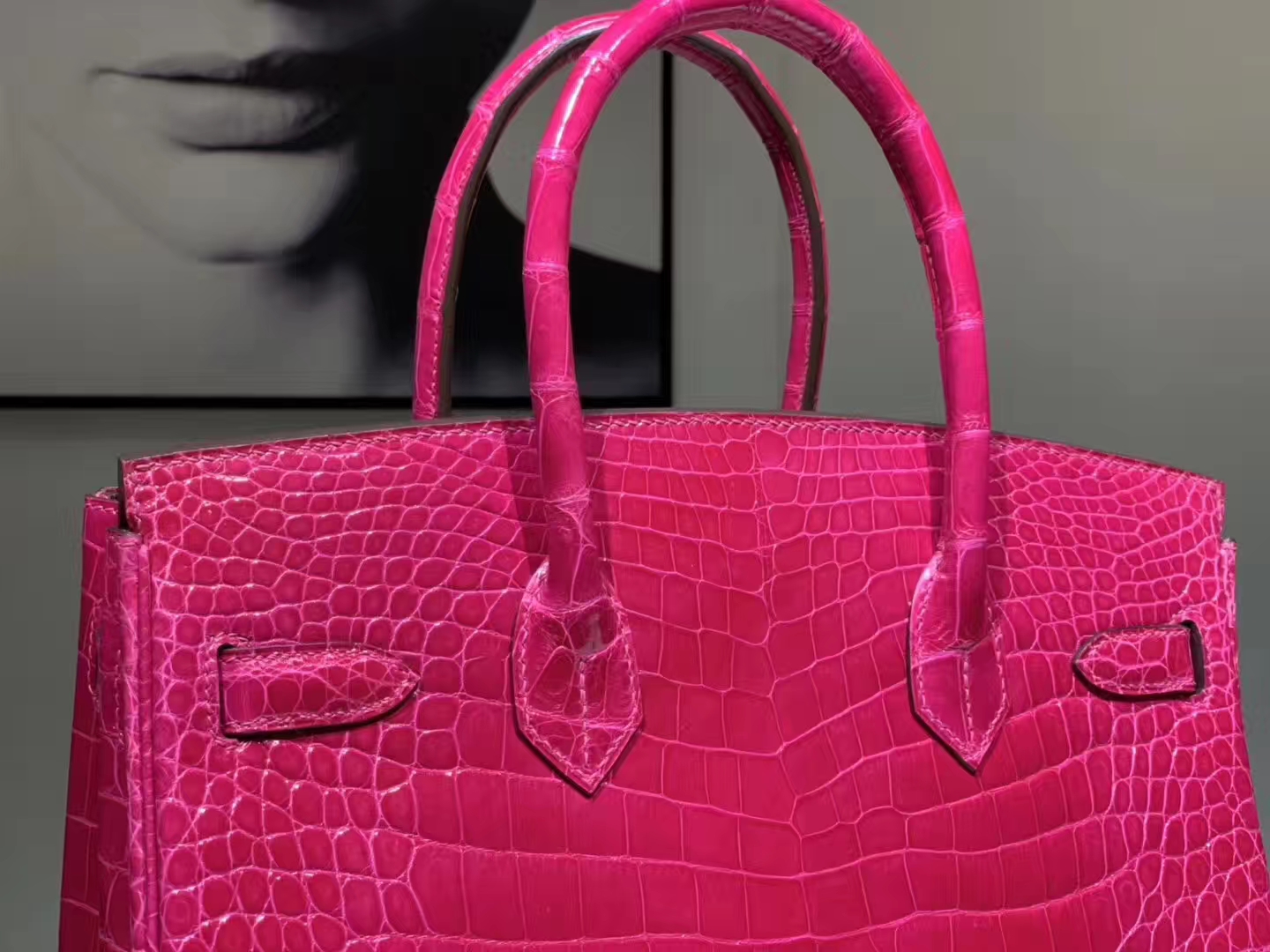 Hermès（爱马仕）Brikin铂金包 鳄鱼皮 玫红色 30cm 现货