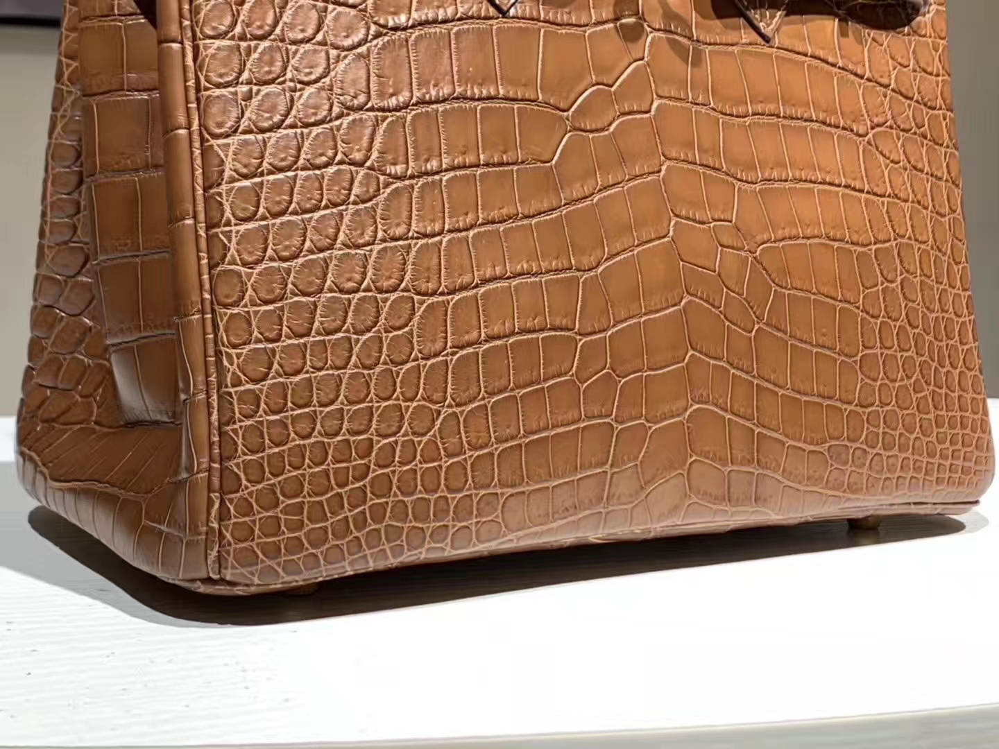Hermès（爱马仕）Brikin铂金包 鳄鱼皮 焦糖色 30cm 现货