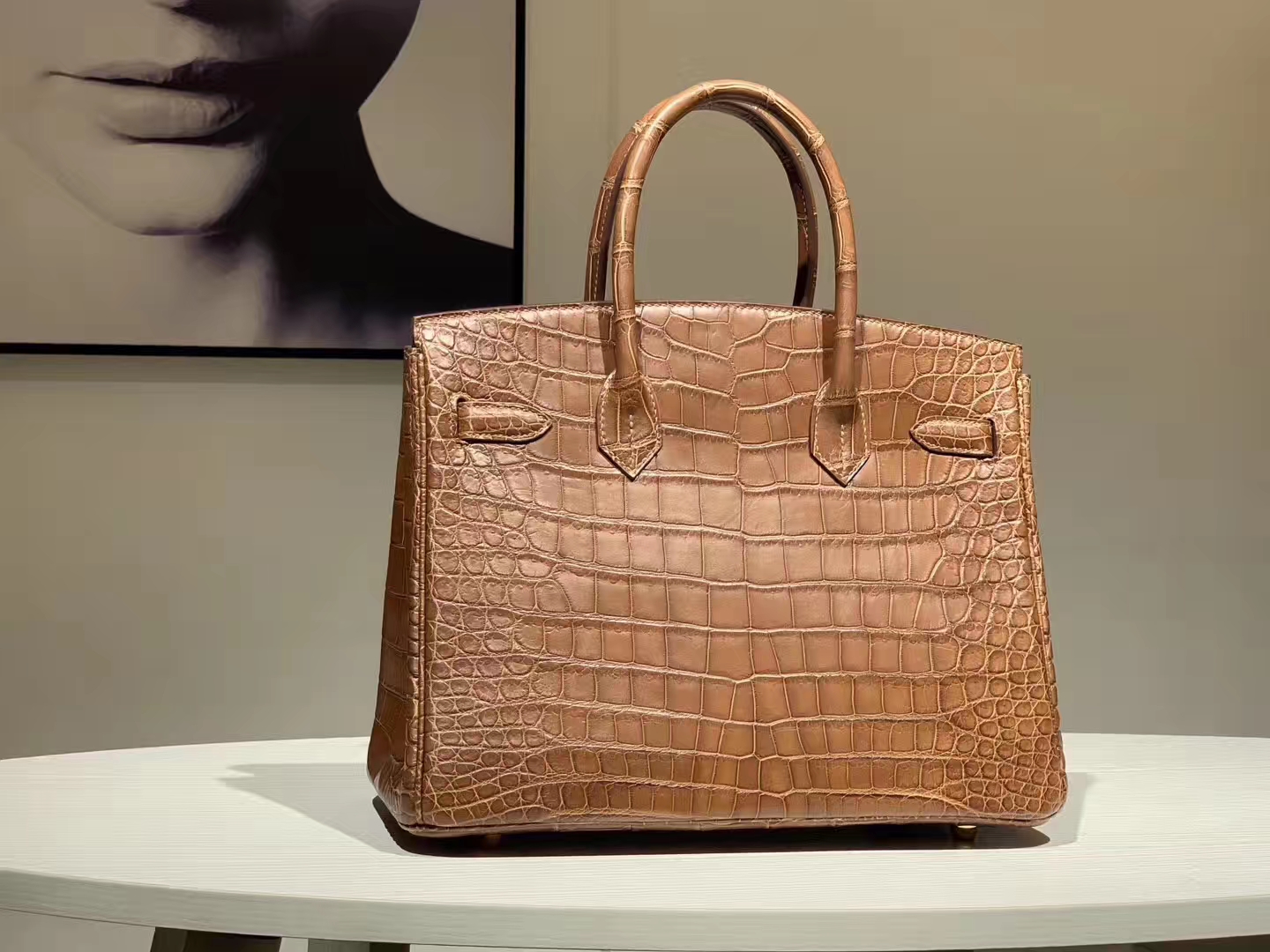 Hermès（爱马仕）Brikin铂金包 鳄鱼皮 焦糖色 30cm 现货
