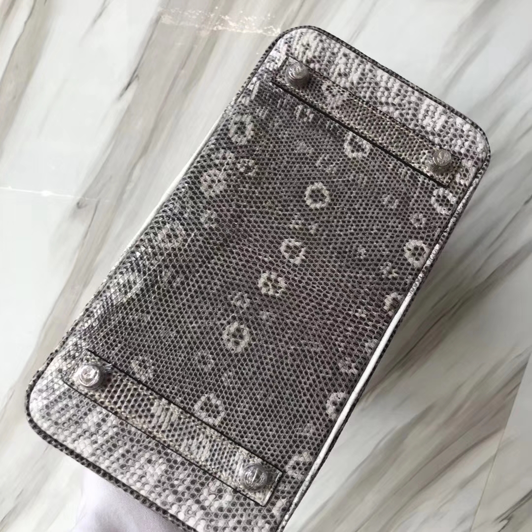 Hermès（爱马仕）Birkin铂金包 Lizard 进口亮面蜥蜴 小喜马拉雅色 银扣 25cm 现货