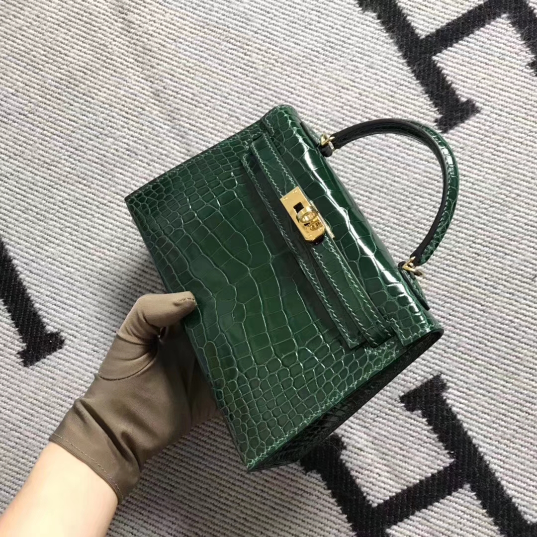 Hermès(爱马仕)mini 迷你凯莉 祖母绿 美洲鳄鱼方块 金扣 2代 小极品现货-拉尔森鳄鱼皮具定制 - 爱马仕包包官网 Hermès(爱马仕)mini 迷你凯莉 祖母绿 美洲鳄鱼方块 金扣 2代 小极品现货