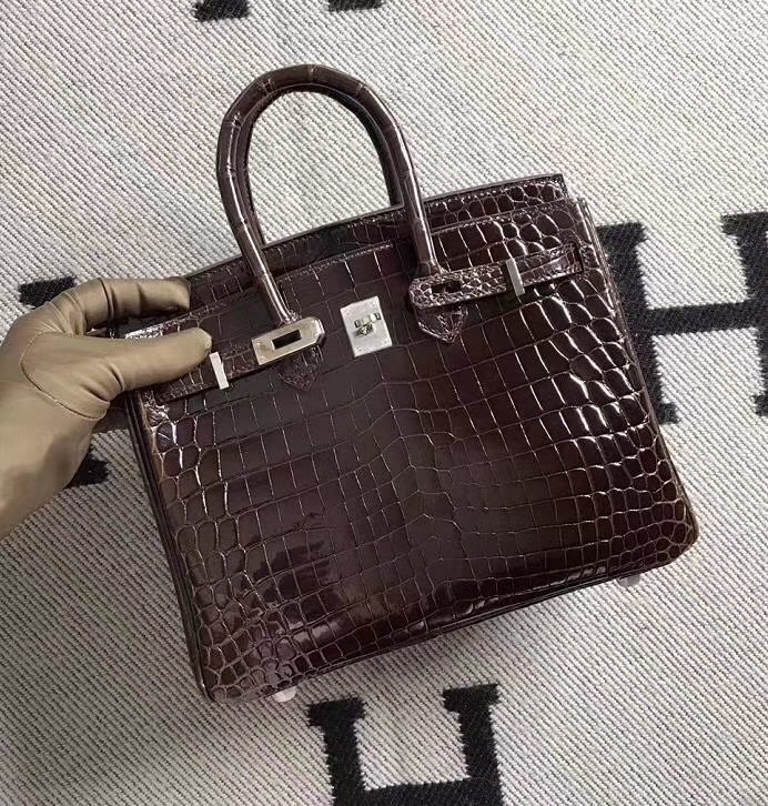 Hermès（爱马仕）Birkin铂金包 深咖啡色 银扣 完善品质 25cm