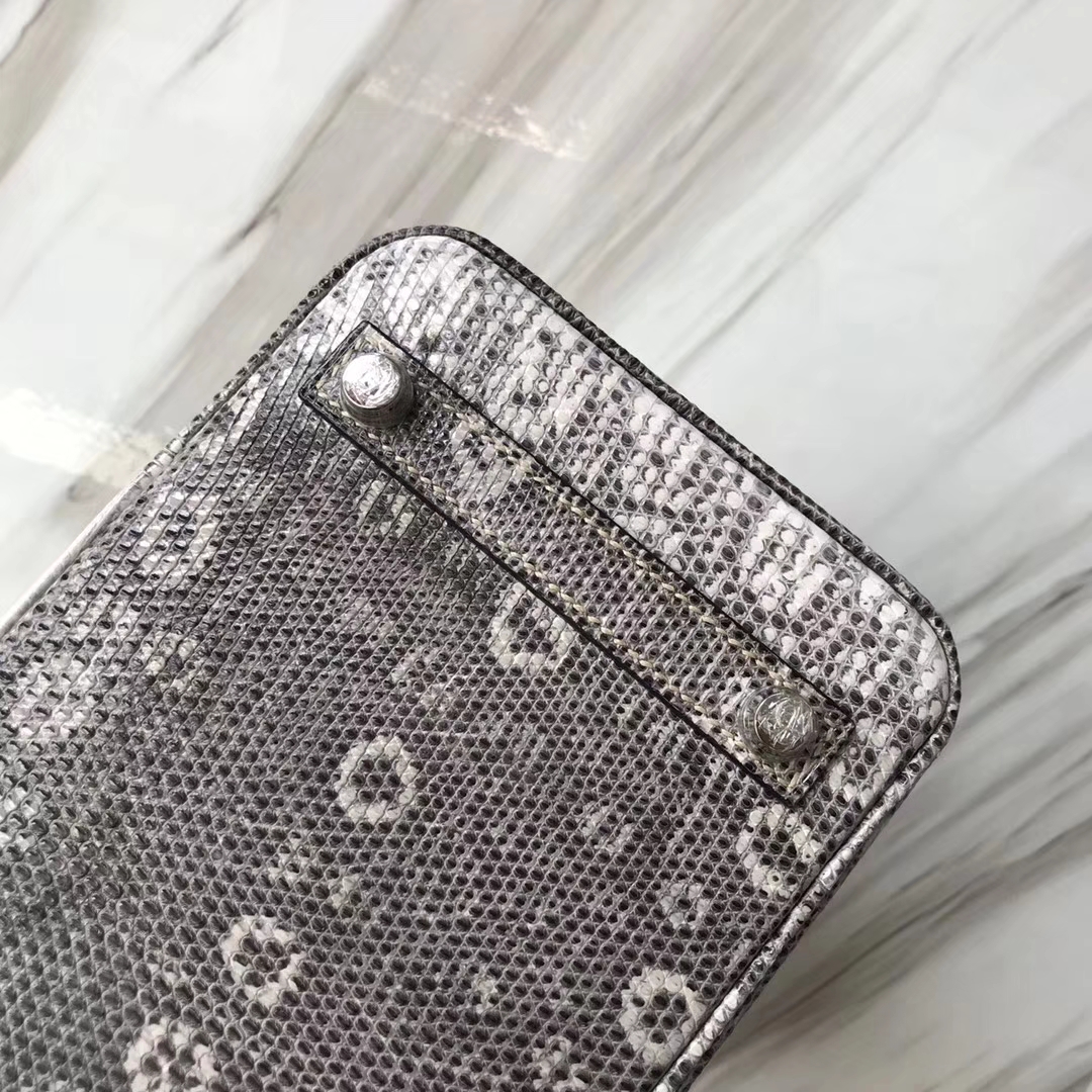 Hermès（爱马仕）Birkin铂金包 Lizard 进口亮面蜥蜴 小喜马拉雅色 银扣 25cm 现货