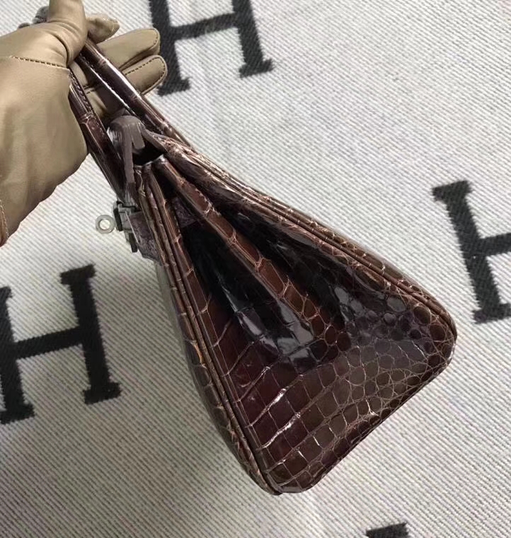 Hermès（爱马仕）Birkin铂金包 深咖啡色 银扣 完善品质 25cm