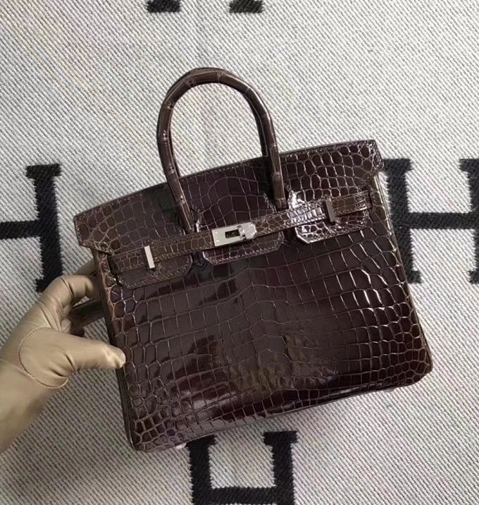 Hermès（爱马仕）Birkin铂金包 深咖啡色 银扣 完善品质 25cm