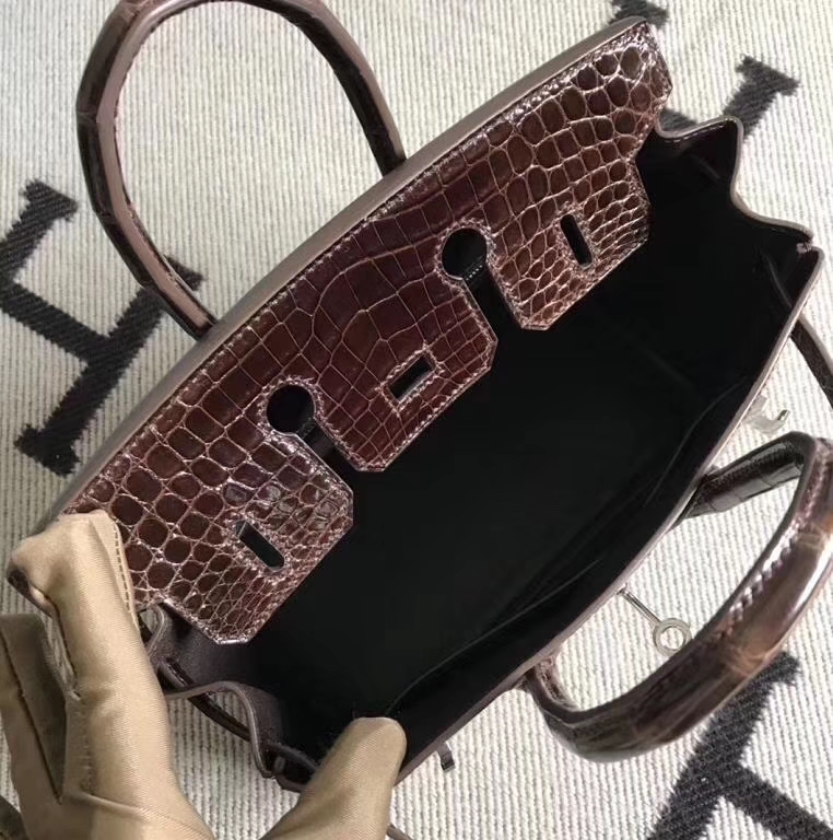 Hermès（爱马仕）Birkin铂金包 深咖啡色 银扣 完善品质 25cm