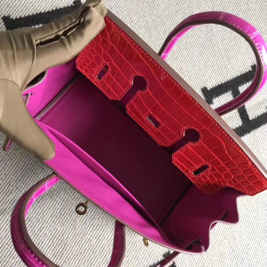 Hermès（爱马仕）Birkin 铂金包 法拉利红拼 原版品质 金扣 现货 25cm