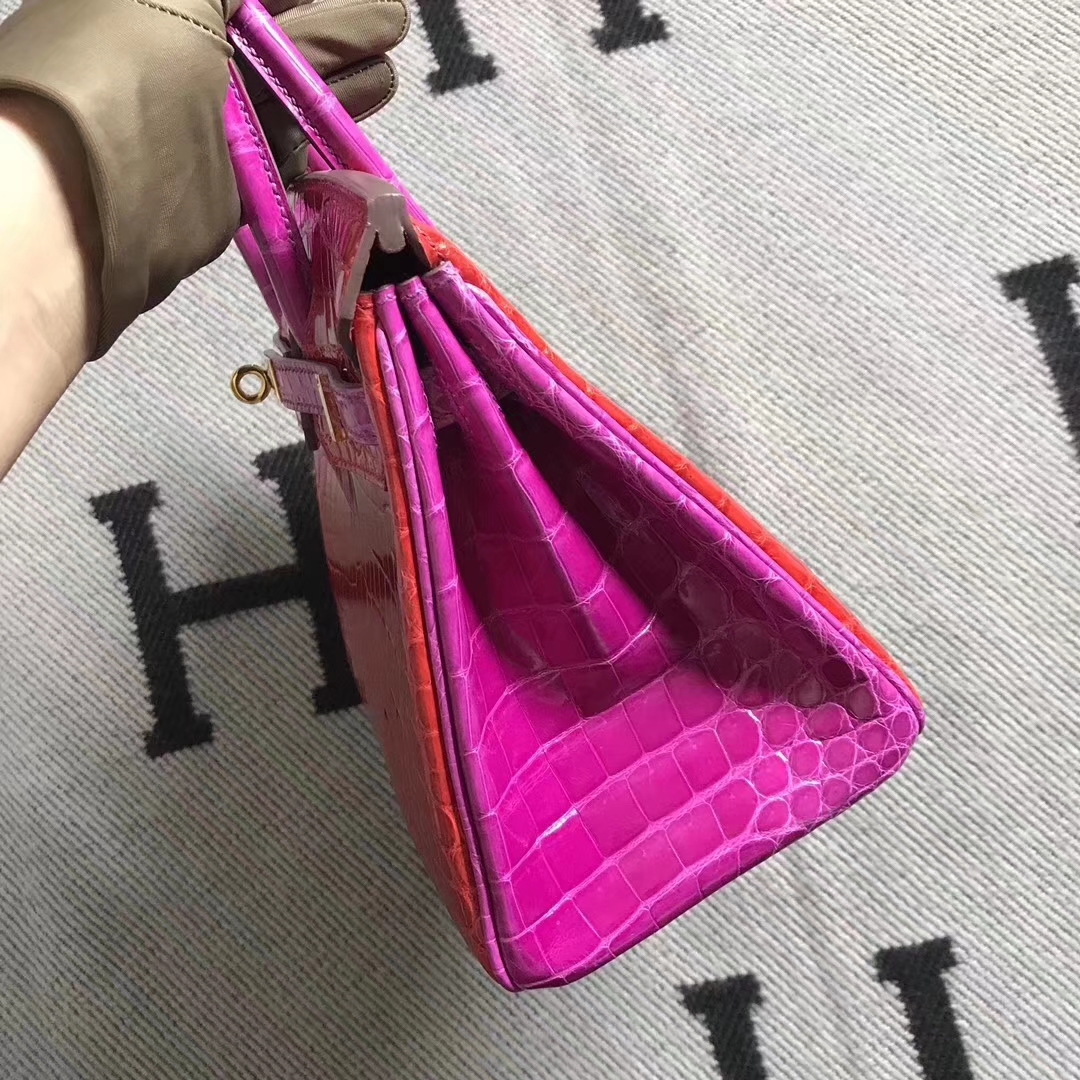 Hermès（爱马仕）Birkin 铂金包 法拉利红拼 原版品质 金扣 现货 25cm