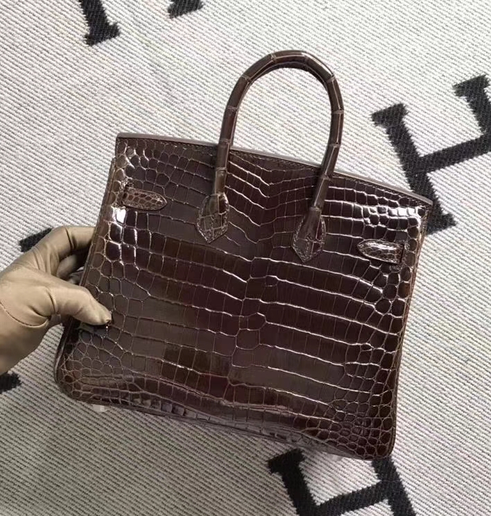 Hermès（爱马仕）Birkin铂金包 深咖啡色 银扣 完善品质 25cm