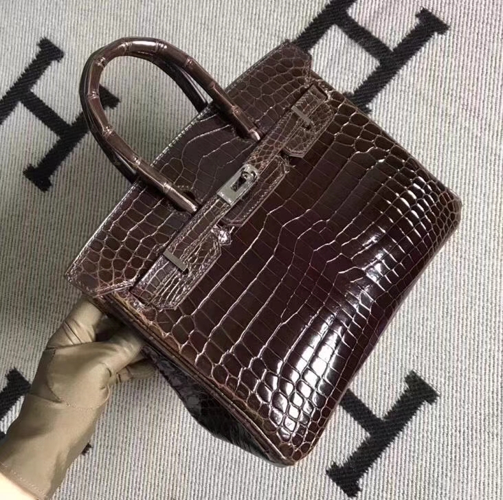 Hermès（爱马仕）Birkin铂金包 深咖啡色 银扣 完善品质 25cm