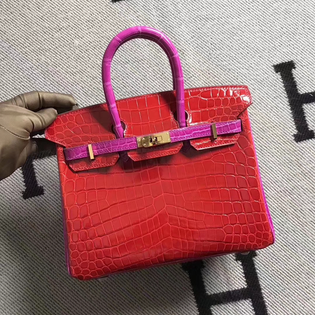 Hermès（爱马仕）Birkin 铂金包 法拉利红拼 原版品质 金扣 现货 25cm