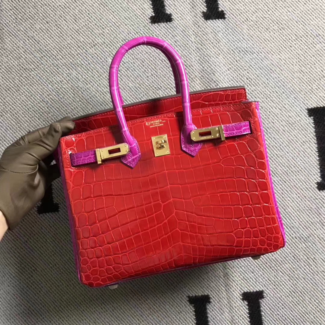 Hermès（爱马仕）Birkin 铂金包 法拉利红拼 原版品质 金扣 现货 25cm