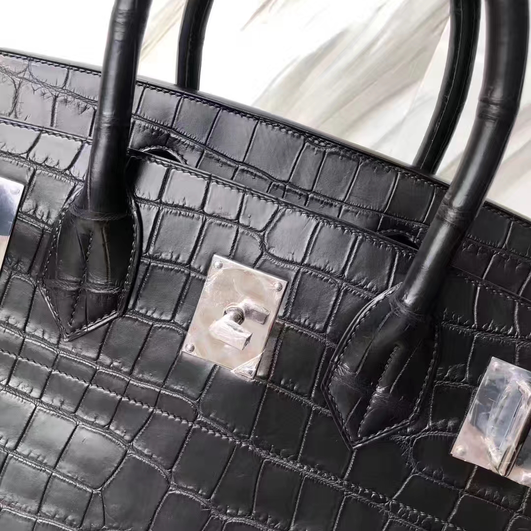 Hermès（爱马仕）HAC 40cm Matt crocodile 雾面两点尼罗鳄 ck89黑色 蜡线全手工 接受预定