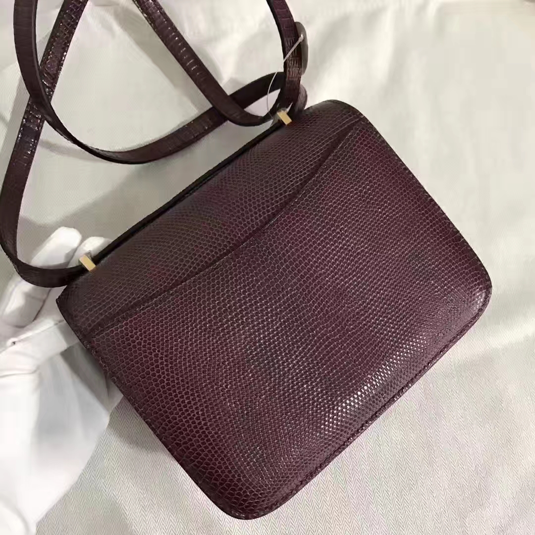 Hermès(爱马仕)Constance 空姐包 Lizard 进口亮面蜥蜴皮 ck57 波尔多酒红 18cm-拉尔森鳄鱼皮具定制 - 爱马仕包包官网 Hermès(爱马仕)Constance 空姐包 Lizard 进口亮面蜥蜴皮 ck57 波尔多酒红 18cm