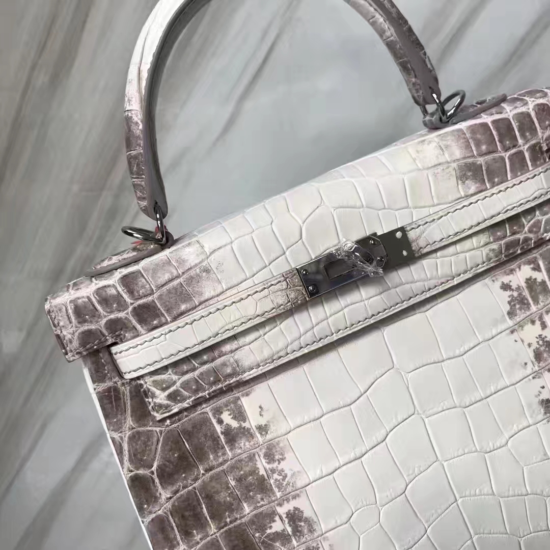 Hermès(爱马仕)Kelly凯莉包 Himalaya 喜马拉雅 银扣 包中女皇 品相完美 顶级手缝 25cm-拉尔森鳄鱼皮具定制 - 爱马仕包包官网 Hermès(爱马仕)Kelly凯莉包 Himalaya 喜马拉雅 银扣 包中女皇 品相完美 顶级手缝 25cm