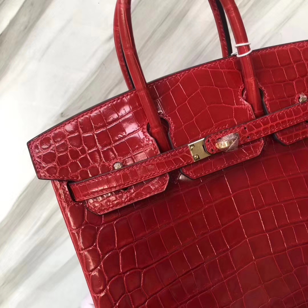 Hermès(爱马仕)Birkin Crocodile shiny 亮面鳄鱼 ck95 法拉利红 Braise 金扣 25cm-拉尔森鳄鱼皮具定制 - 爱马仕包包官网 Hermès(爱马仕)Birkin Crocodile shiny 亮面鳄鱼 ck95 法拉利红 Braise 金扣 25cm