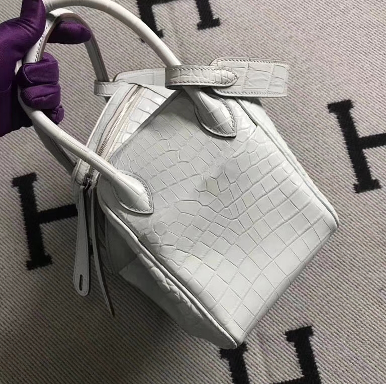 Hermès（爱马仕）Lindy琳迪包 雾面鳄鱼皮珍珠灰 银扣 26cm
