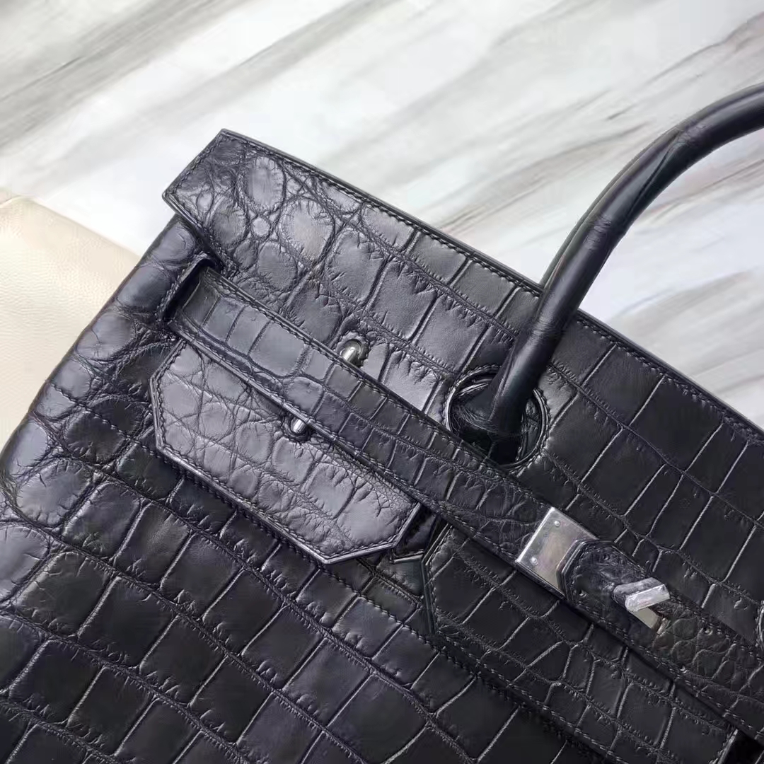 Hermès（爱马仕）HAC 40cm Matt crocodile 雾面两点尼罗鳄 ck89黑色 蜡线全手工 接受预定