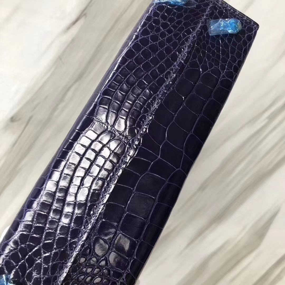 Hermès（爱马仕）Minikelly ll Alligator shiny 亮面鳄鱼 m3 墨水蓝 金扣 超美现货