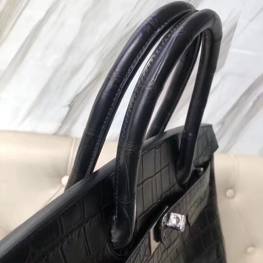 Hermès（爱马仕）HAC 40cm Matt crocodile 雾面两点尼罗鳄 ck89黑色 蜡线全手工 接受预定