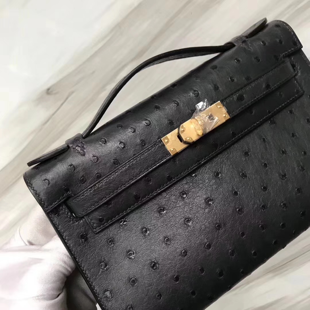 Hermès(爱马仕)Mini Kelly ostrich kk鸵鸟 2Z午夜蓝 顶级工艺 蜡线全手工 金扣 22cm-拉尔森鳄鱼皮具定制 - 爱马仕包包官网 Hermès(爱马仕)Mini Kelly ostrich kk鸵鸟 2Z午夜蓝 顶级工艺 蜡线全手工 金扣 22cm