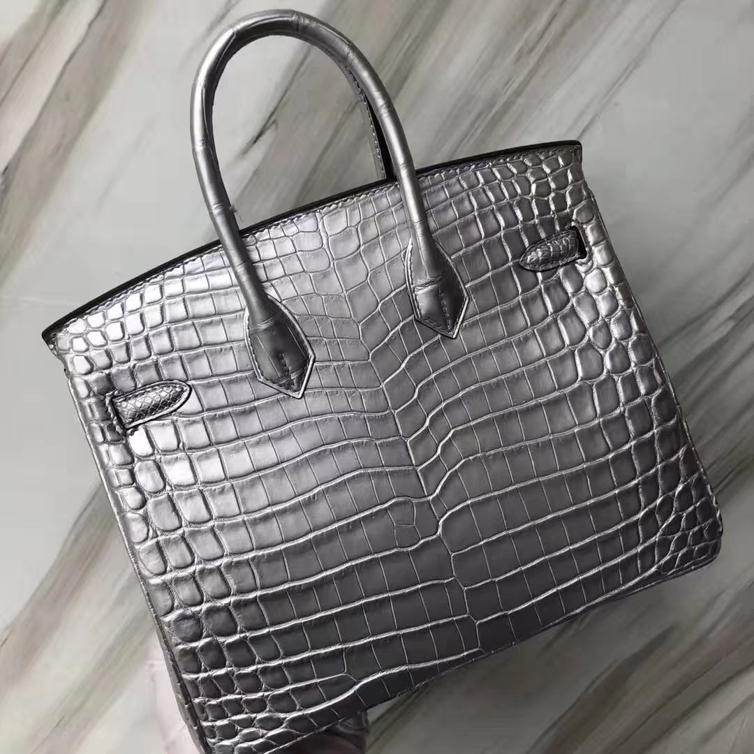 Hermès（爱马仕）Birkin铂金包 Matt crocodile 银色 接受预定 25cm