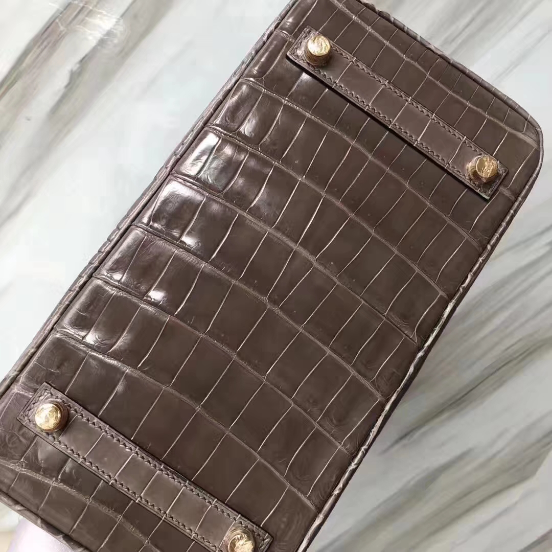 Hermès（爱马仕）Birkin shiny nilo crocodile 亮面两点尼罗鳄 ck81斑鸠灰 蜡线全手工 金扣 25cm