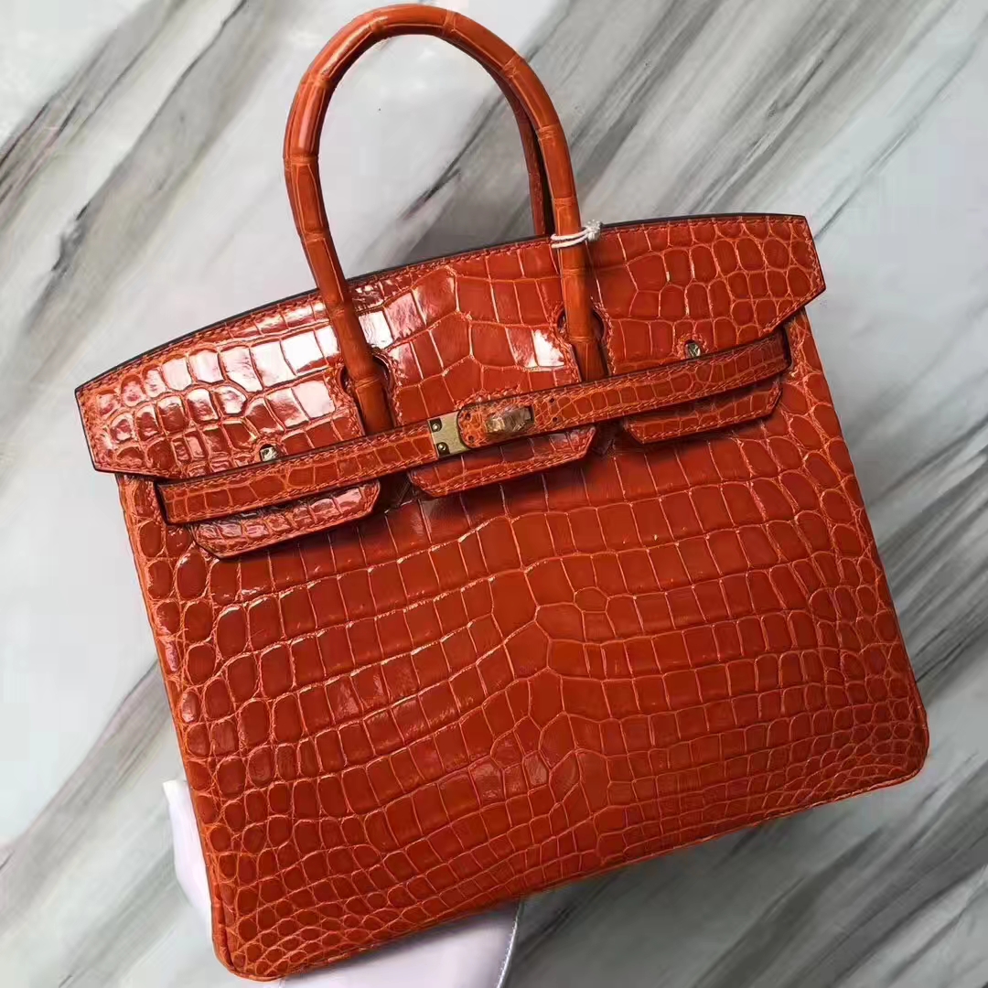 Hermès(爱马仕)Birkin Crocodile shiny 亮面鳄鱼 93橙色 orange 金扣 25cm-拉尔森鳄鱼皮具定制 - 爱马仕包包官网 Hermès(爱马仕)Birkin Crocodile shiny 亮面鳄鱼 93橙色 orange 金扣 25cm