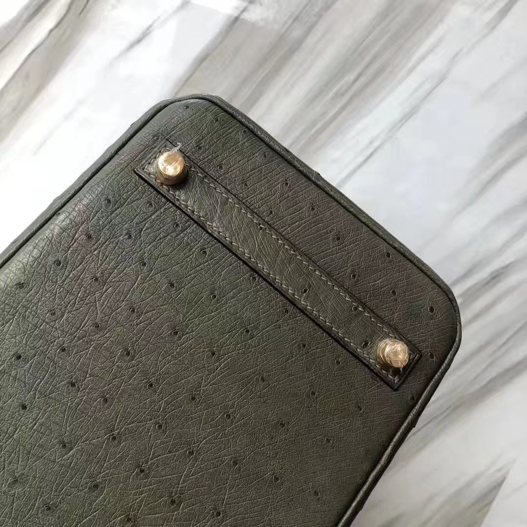 Hermès（爱马仕）Birkin铂金包 ostrich kk鸵鸟 V6丛林绿 顶级工艺 蜡线全手工 金扣 30cm