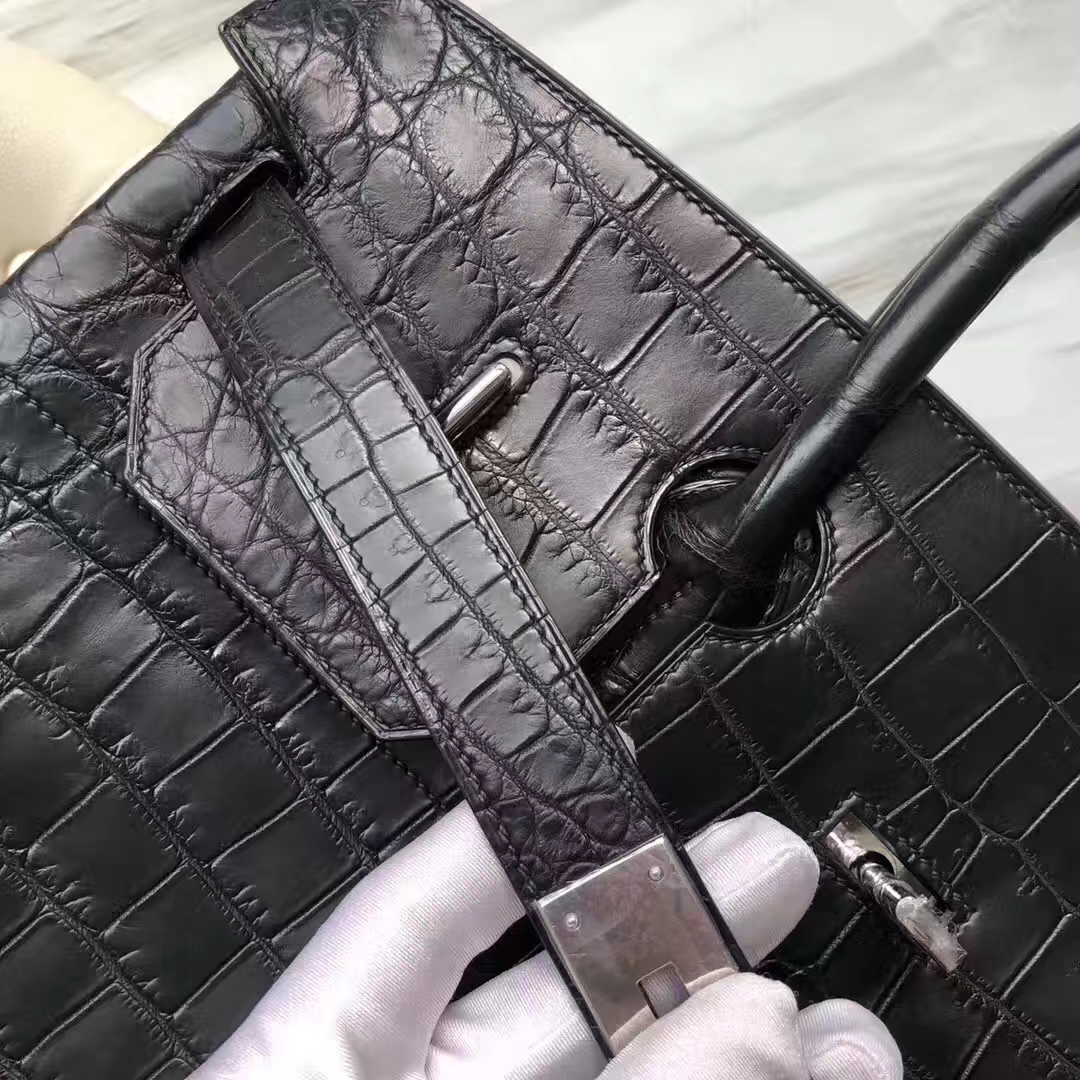 Hermès（爱马仕）HAC 40cm Matt crocodile 雾面两点尼罗鳄 ck89黑色 蜡线全手工 接受预定