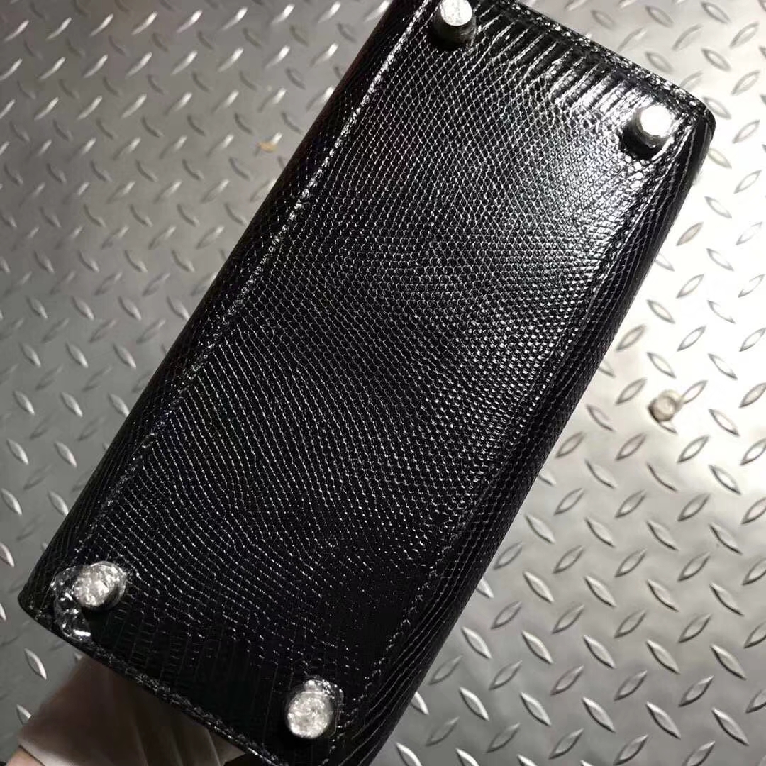 Hermès（爱马仕）Kelly20大耳朵 lizard 进口蜥蜴皮 ck89黑色 顶级工艺 蜡线全手工 银扣