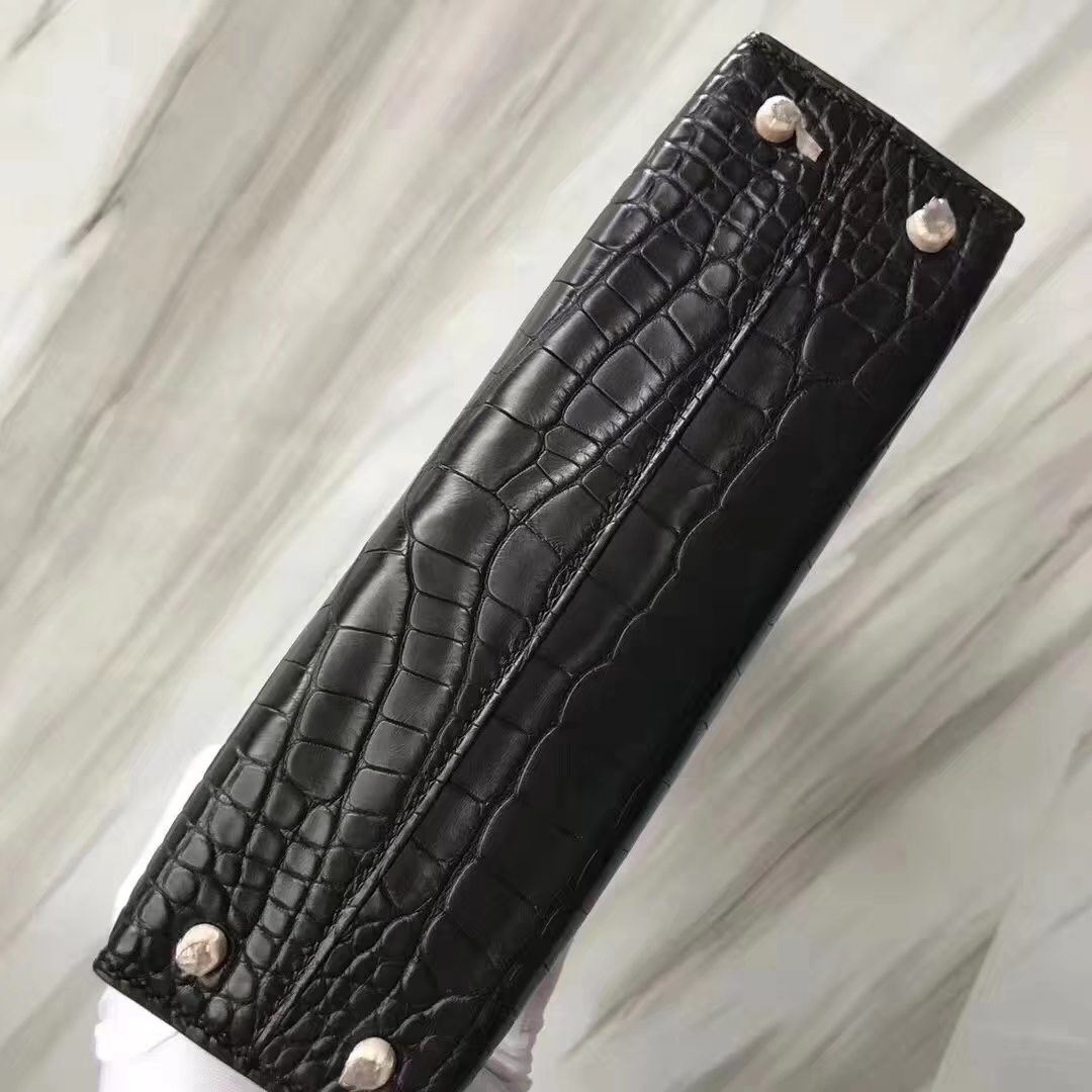 Hermès（爱马仕）Minikelly ll Alligator matt 雾面鳄鱼 ck89 黑色 noir 金扣 现货