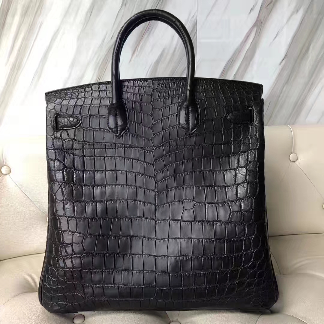 Hermès（爱马仕）HAC 40cm Matt crocodile 雾面两点尼罗鳄 ck89黑色 蜡线全手工 接受预定