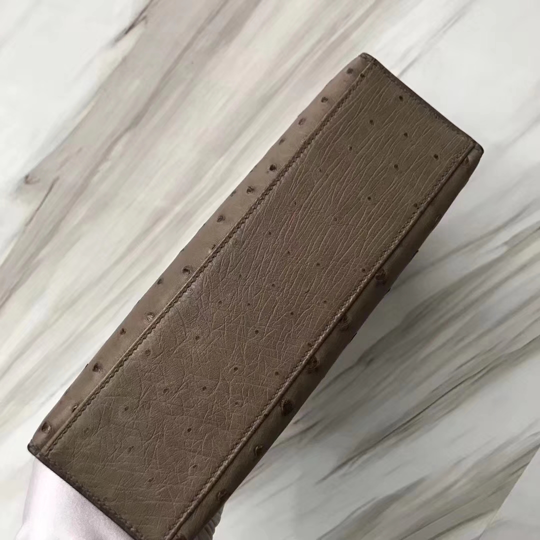 Hermès（爱马仕）Mini Kelly ostrich kk鸵鸟 ck18大象灰 顶级工艺 蜡线全手工 金扣 22cm